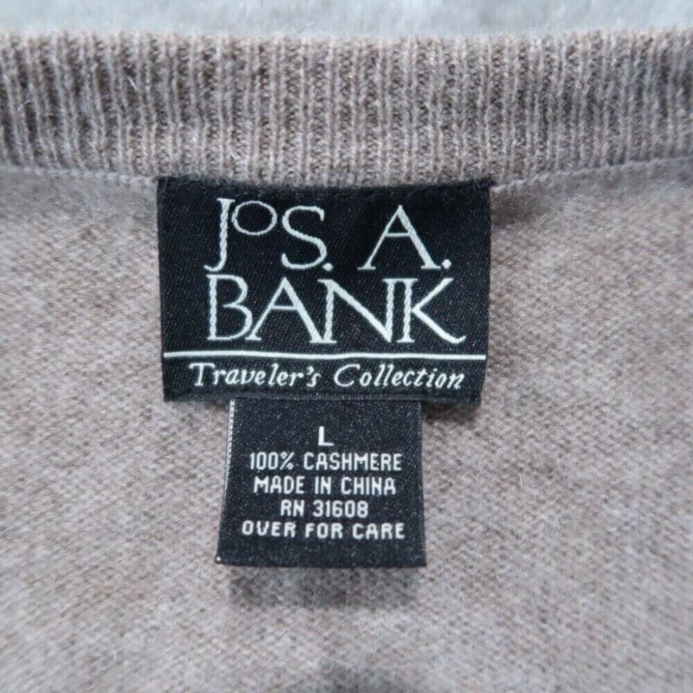 Jos A Bank Sweater Mens L Brown Cashmere V Neck Knit Long Sleeve Pullover Soft - Picture 8 of 13